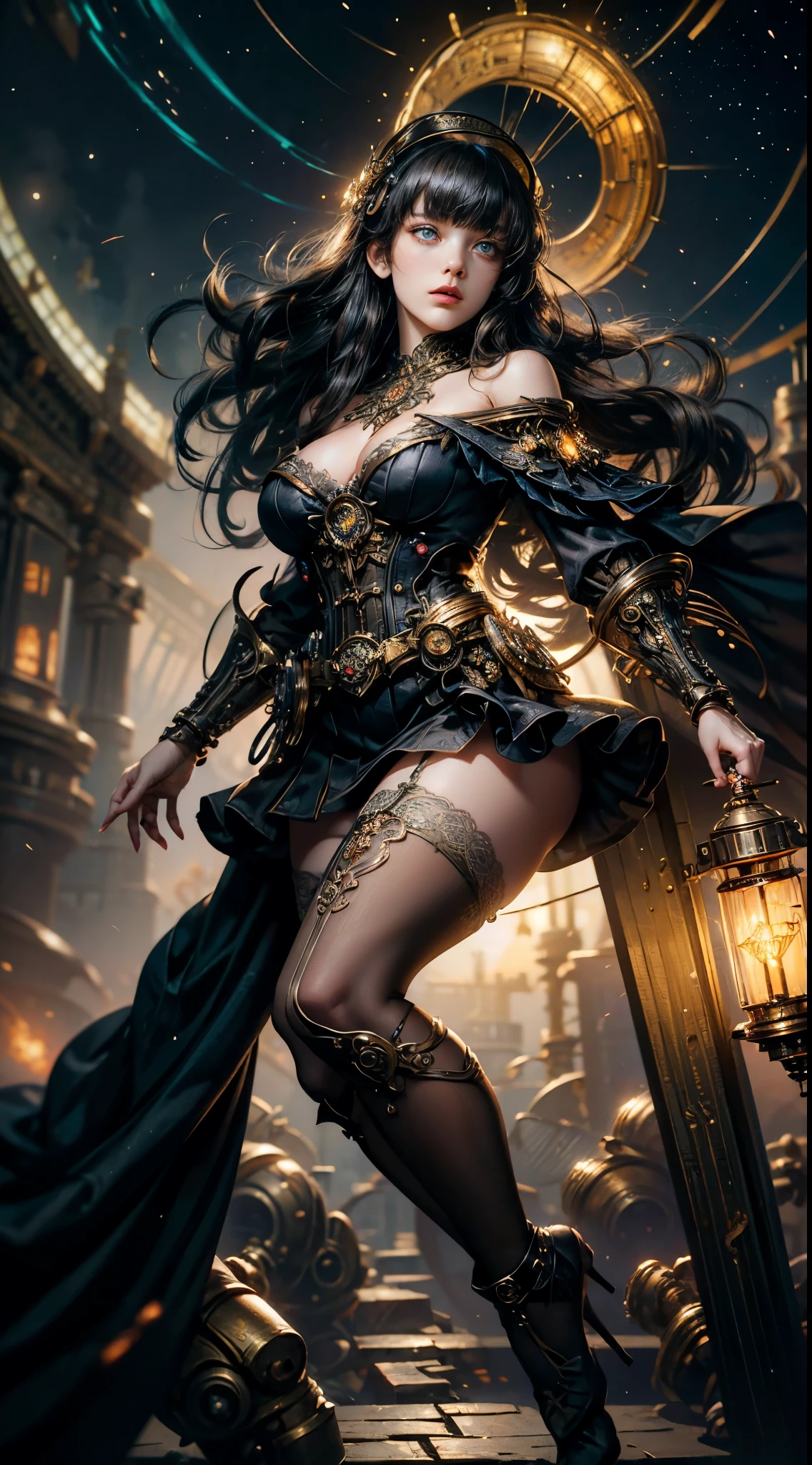 from below, low angle shot, straddling, Wind, Full body portrait, bokeh, ((absurdres)) demonic succubus, electrical discharges, lightning from her hands, ((perfect whole body)), action pose, combat stance, ((ultra photorealistic)), Top quality, ((Photorealistic)), ((16k UHD)), High Definition, Unity 8K wallpaper, high res, ultra sharp, ((masterpiece)), best quality, ((intricate details)), busty, curvy hips, sheer lowleg panties (((detailed eyes))), (((perfect face))) (((detailed face))), masterpiece, combat stance with legs spread wide apart, highly detailed exquisite character art, melancholy lighting, (((perfectly detailed anatomy))) (((cinematic light))), ultra-realistic, (((1female))), shaved long white mohawk ,black skin, black complexion, blue eyes, gothic outfit, tattoo's, busty, see-through mesh panties, torn stockings, straddling over the viewer, legs spread wide open, black lips, hoop earrings, superpowers, weather witch, commanding the weather, wind, hail, lightning, clouds, avalanche, rain, thunder, flying, plump lips,