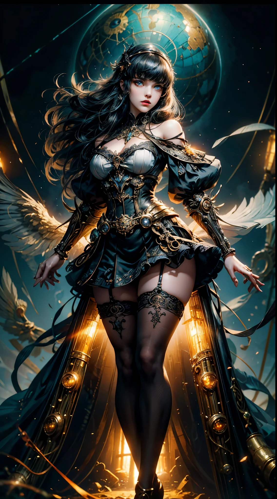 clock_realm,clock,((masterpiece)),((best quality)),fantasy,clock melting,candy landscape,dreamlike,defy physics,clock reassembling in mid-air,gothic girl with wings,enigmatic boy,organic and cybernetic organs scattered,vivid colors,symmetrical composition,mirror-like,chaotic and mesmerizing,intricate detail,HDR,16K resolution,dramatic lighting,<lora:ClockRealm:0.8>,