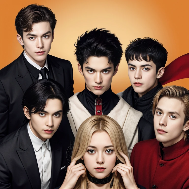 a perfect group of Germans. focus on the characters' faces