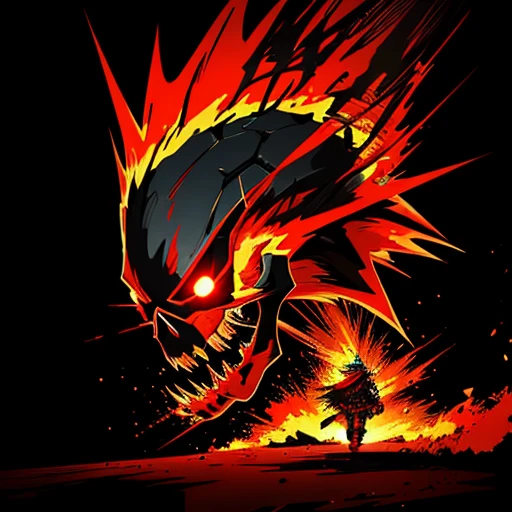 official art, unity 8k wallpaper, ultra detailed, vector art, aesthetically pleasing, High quality, masterpiece, best quality, male punk skull with red mohawk, side view, (((1man))), looking left, open mouth, detailed teeth, empty eye sockets, black and red graphic style, high contrast, (best quality, 4k, 8k, high resolution, masterpiece:1.2), ultra-detailed, illustration, HDR, UHD, sharp focus, bold lines, (punk, rebellious, aggressive:1.2), worm color tones, lens flare abuse, Yuki Katsura, subalpine meadows, Walking Catfish, Christmas Red
