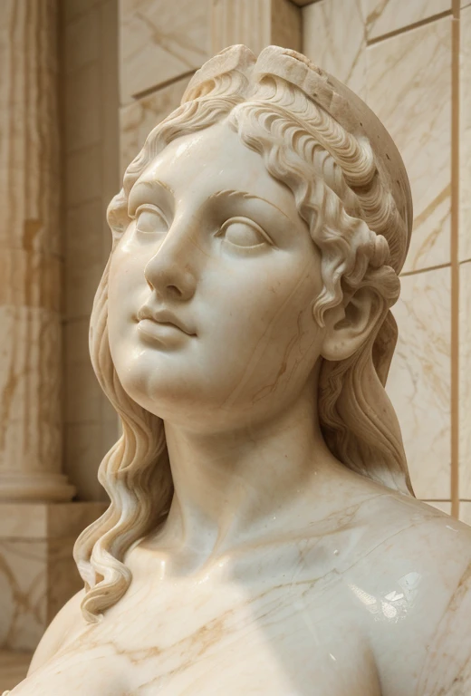 (best quality, highres, ultra-detailed, realistic:1.37), ancient Greek (marble statue) stone_staute of a (chubby) (fat) woman, intricate sculpted details, smooth texture, serene expression, flowing drapery, delicate carvings, lifelike proportions, graceful curves, polished stone finish, timeless beauty, elegant pose, naturalistic features, ancient artifact, classical art, museum-worthy masterpiece, exquisite craftsmanship, divine beauty, ethereal aura, iconic symbol of femininity, (soft, subdued) color palette, soft diffused lighting