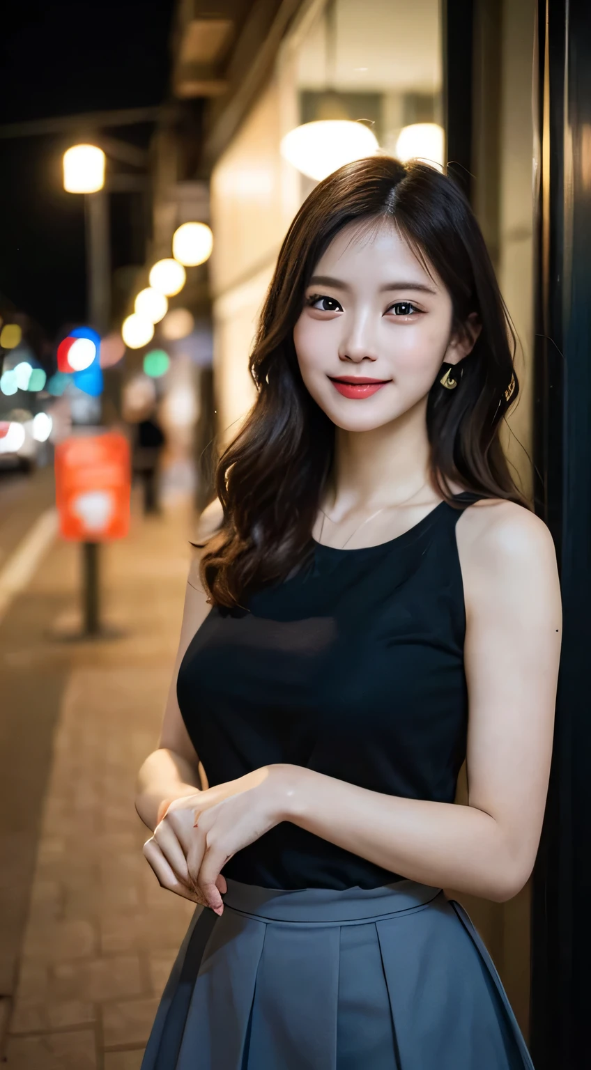 random pose, mix 4, (8K, RAW photo, highest quality, masterpiece: 1.45), (realistic, Photoreal: 1.37), one girl, cute, laughter、cityscape, night, professional lighting, Cafe,street,photon mapping, radio city, Physically based rendering, gradient black hair, gray hair, Semi-long curly hair,gal,Handsome, with a girl, big and full breasts,uniform, high school student,brother,Tight Skirt,highest quality photos, High resolution, 1080p, (clear face), (Detailed facial description), (Detailed hand explanation), (masterpiece), lively, extreme light and shadow, messy hair, masterpiece, rich details, (detailed facial features), (highest quality photos), (masterpiece), (finely tuned), dual、look in front of you, thin clavicle,Emphasize the armpits、show the underboob