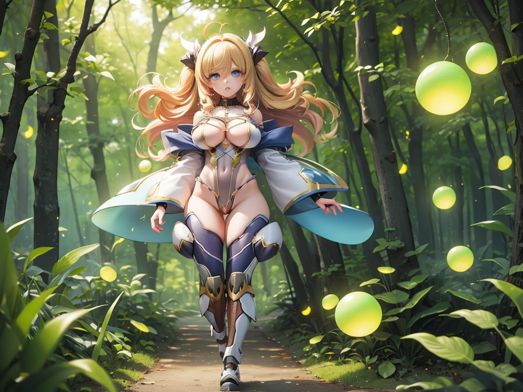 1 girl, full body, magical night forest scene, fireflies everywhere, training, best quality, masterpiece, (art, high quality, best quality, 4K, 8k, 16k, high resolution, absurd: 1, 2), sensual, (masterpiece), best quality, expressive eyes, perfect face, onizaki kirara, see-through thong leotard,