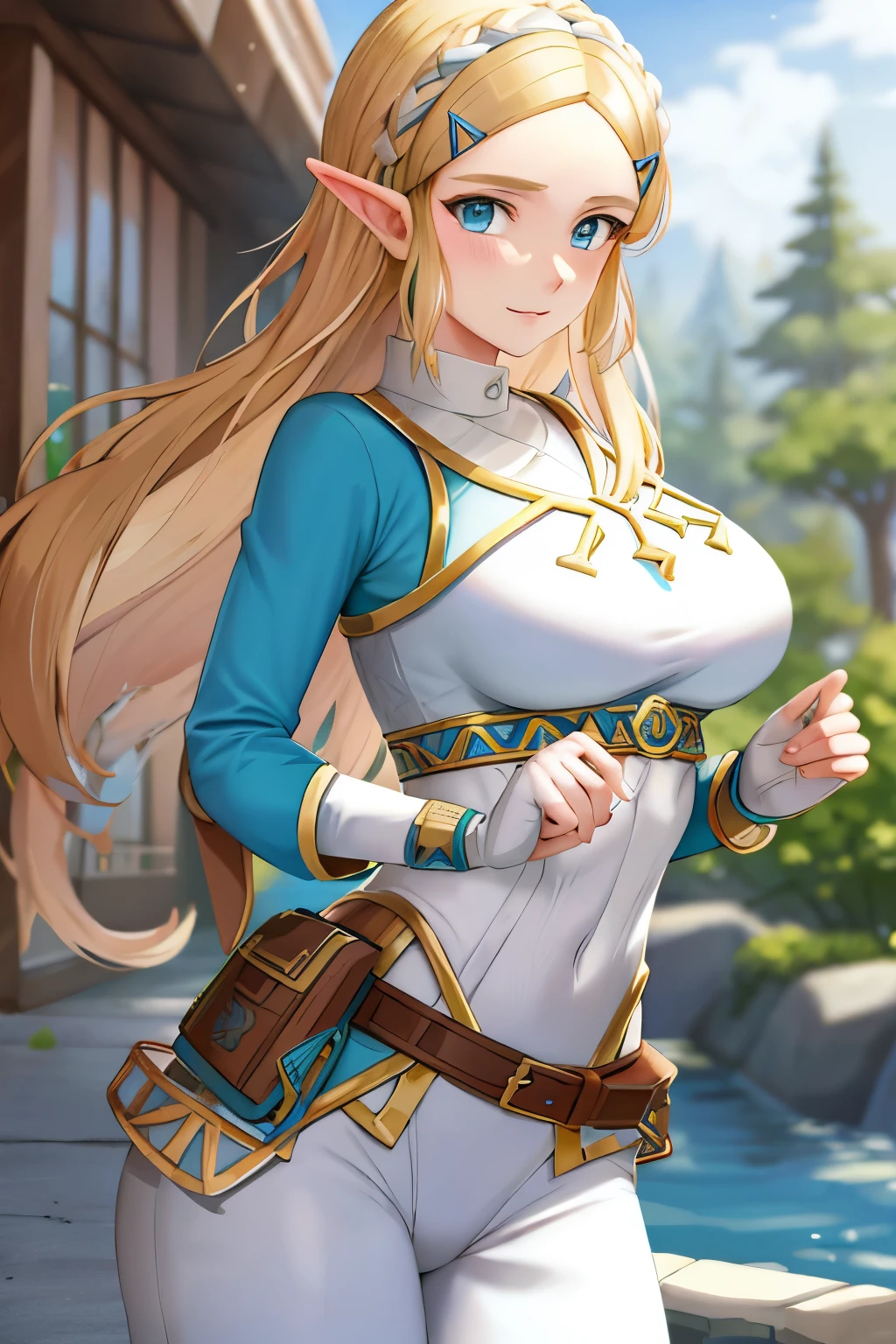 Zelda, highly detailed anime style, Adult Woman, bodysuit