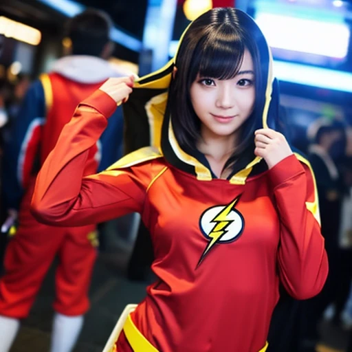 Cosplayed as THE Flash、18 year old Japanese beauty、Bust F Cup、During his specialty: high-speed movement