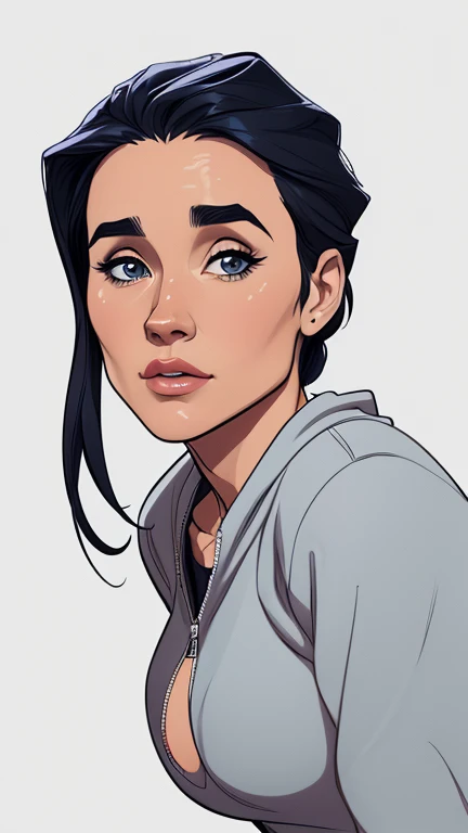 estilo de desenho animado:1.2), Jennifer Connelly Imagem de desenho animado de uma mulher , roupas sensuais , garota super fofa, authoritarian would be facial expressioncartoon style illustration, estilo de arte dos desenhos animados, estilo de arte dos desenhos animados, digital illustration style, design de personagens altamente detalhado, arte digital detalhada fofa, City fan art, design de personagem retrato, beautiful digital illustration, retrato de alta qualidade, arte em quadrinhos, retrato do design do personagem, white background Buso without clothes and medium breasts, beautiful and symmetrical body curves