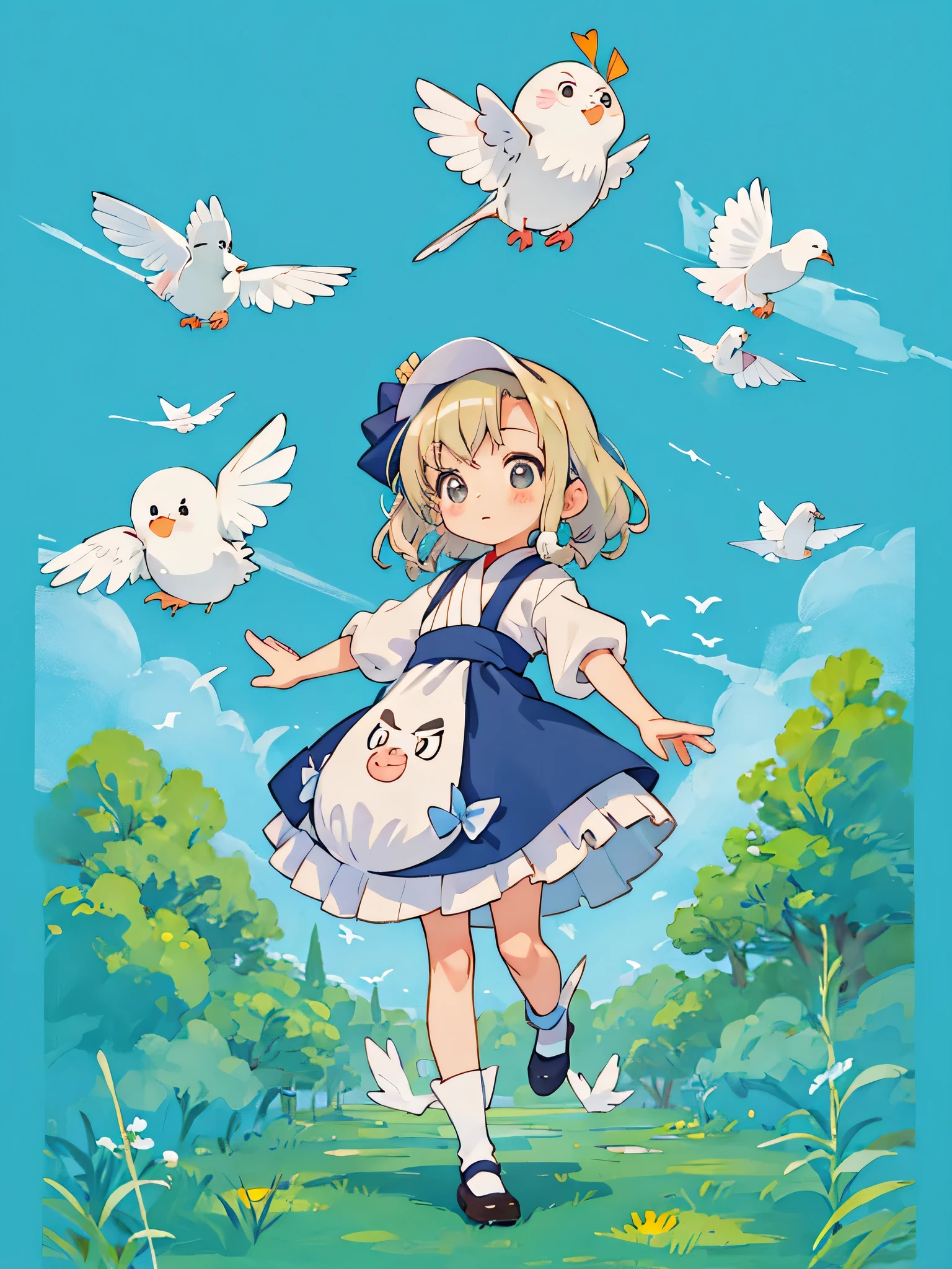 hayao Miyazaki、Kawaii Design, most beautiful girl ever、Chibi, birdie、High walls