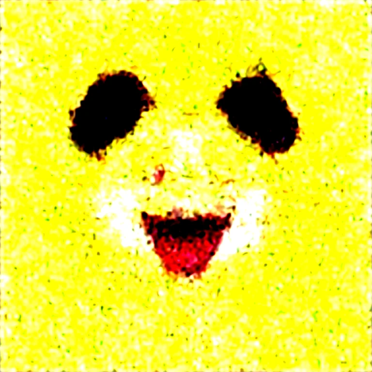 (Furry) (Cores com foco no amarelo e marrom) (Olhos verdes claros) (Masculino) (Happy expression with open mouth) (Pinkish red tongue) (dentes branco) (It&#39;s a Dalmatian) (Foco em ser fofo) (Bem peludo) (cabelo branco) (orelhas marrom) (focinho preto) (usa uma focinheira no rosto) (tem um brinco prateado na orelha)