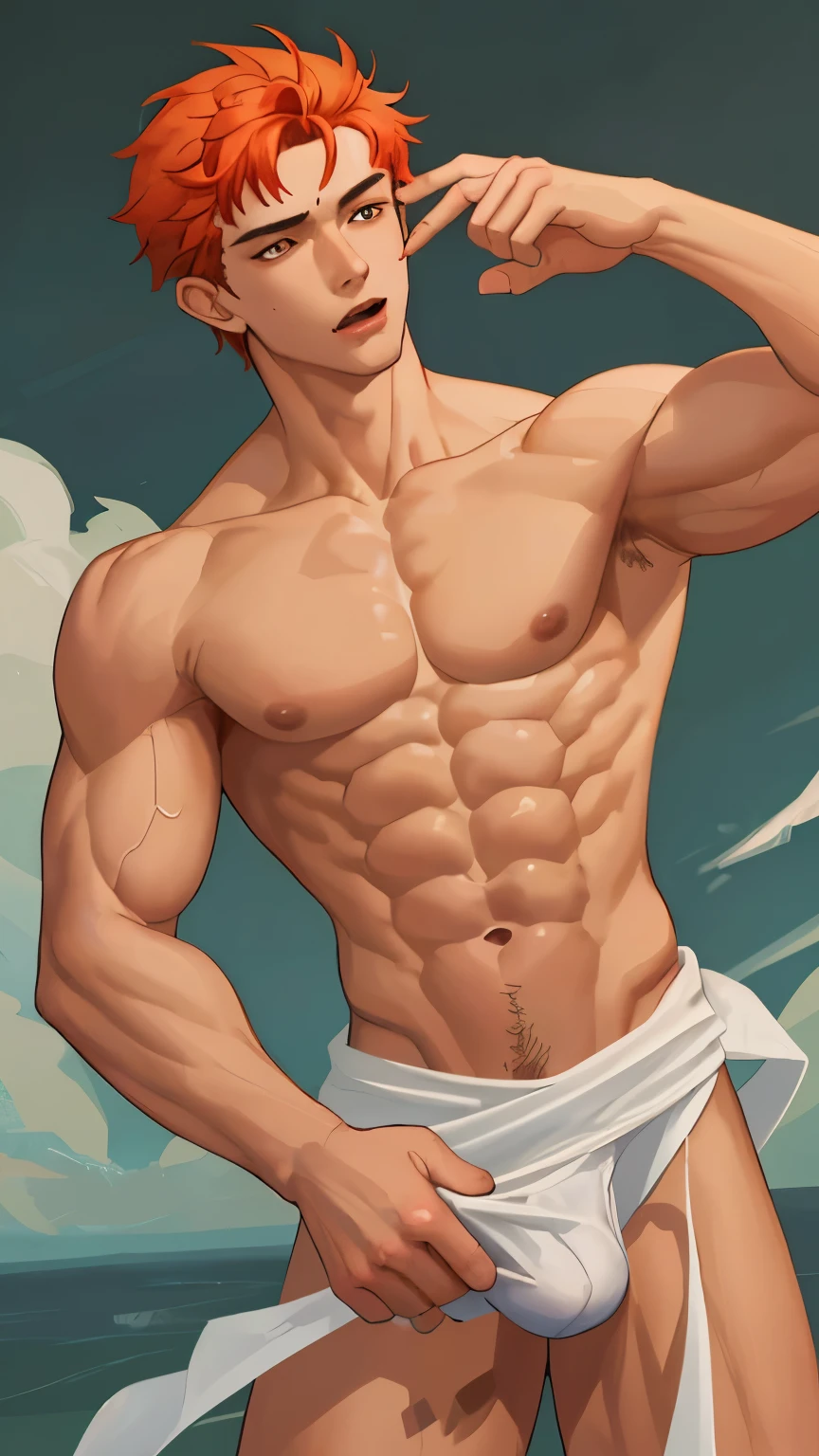 1boy,naked,abs,dick,fiery,hot,handsome,masterpiece,high-quality 