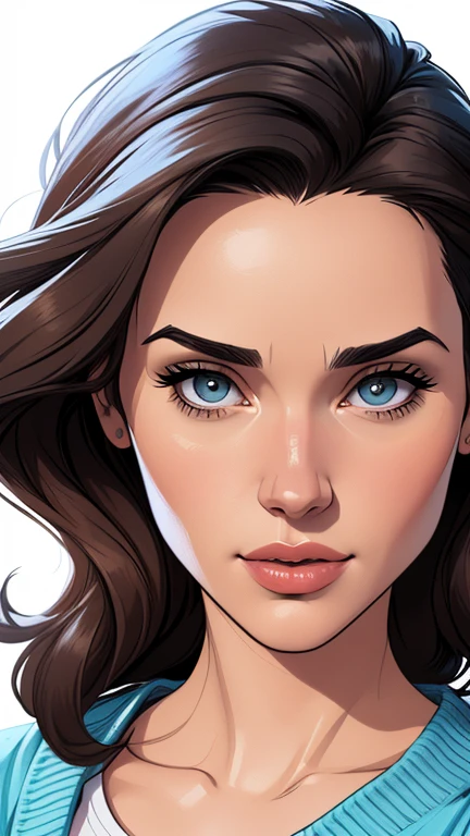 estilo de desenho animado:1.2), Jennifer Connelly Imagem de desenho animado de uma mulher , roupas sensuais , garota super fofa, authoritarian would be facial expressioncartoon style illustration, estilo de arte dos desenhos animados, estilo de arte dos desenhos animados, digital illustration style, design de personagens altamente detalhado, arte digital detalhada fofa, City fan art, design de personagem retrato, beautiful digital illustration, retrato de alta qualidade, arte em quadrinhos, retrato do design do personagem, white background Buso without clothes and medium breasts, beautiful and symmetrical body curves