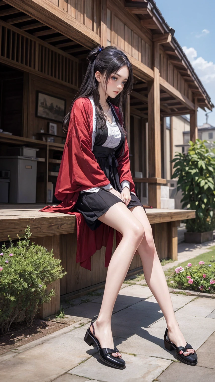 ((最high quality, 8K, masterpiece: 1.3, Ultra HD, high quality, 最high quality, High resolution, realism)) 、(high color saturation:1.0), (highly detailed skin), (最high quality:1.0), (超High resolution:1.0) ,(realistic:1.0), (Super detailed:1.0), (8K, Raw photo:1.1), Murasaki Shikibu、Wear the Twelve-Piece、Never put your feet up、In a Shinden-style building