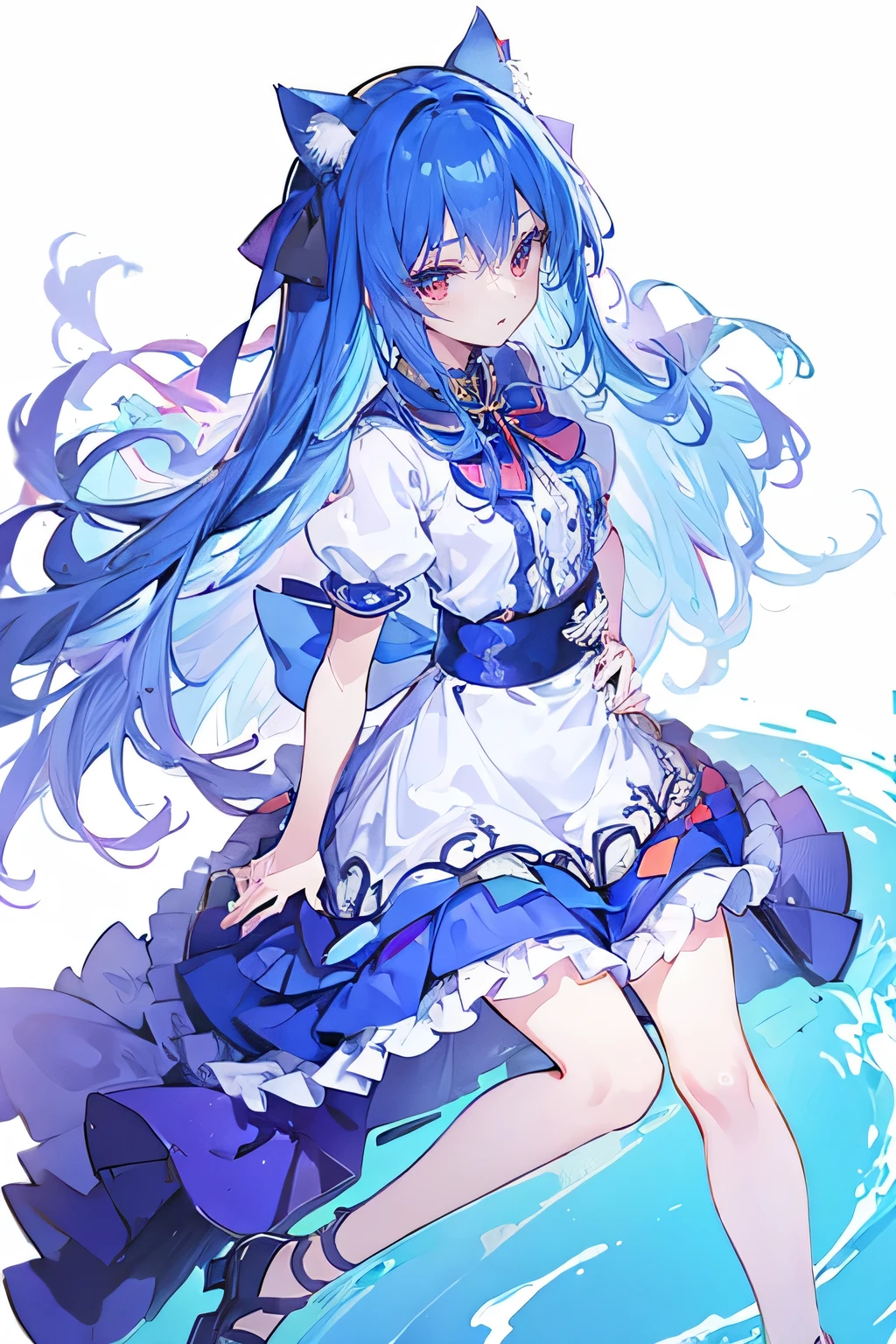(masterpiece),best quality, expressive eyes, perfect face, 1girl,
Put your hands on your waist,fair, Gorgeous,Japanese cartoons,girl,lola,Hina Angel, blue hair, blue haired, floating clothes,Grab your waist, Grab your waist, hands on hips , hands on hips,sit, sit on ground, Legs on the ground, flat chest,cat ears,