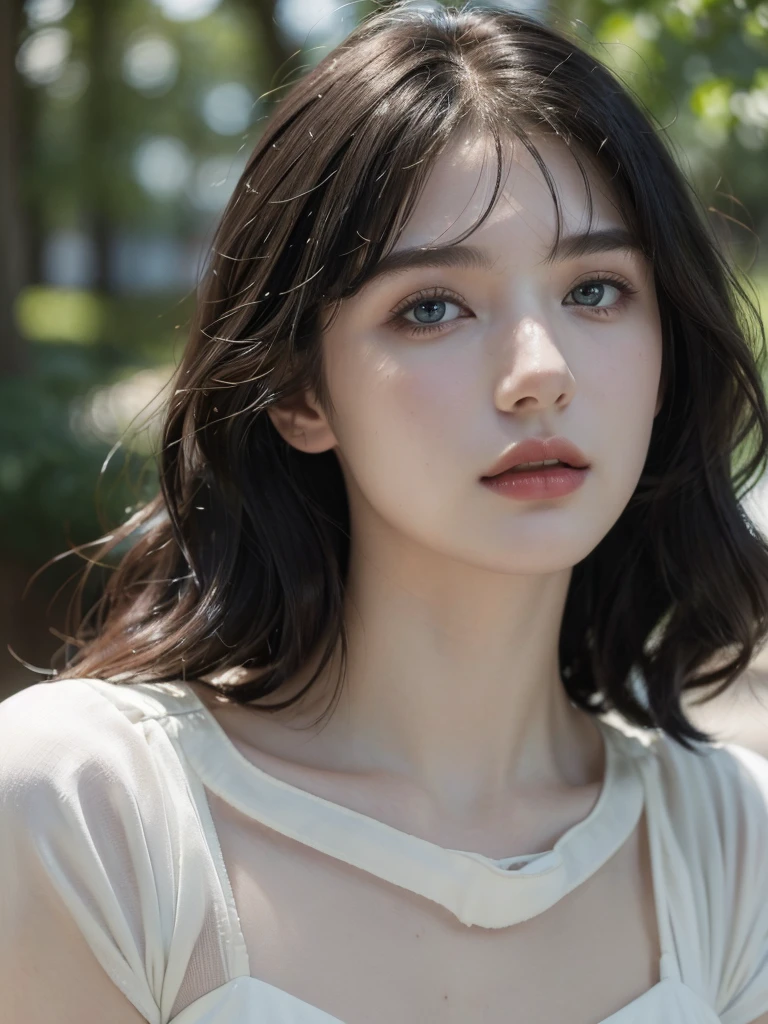 ( masterpiece, top quality, best quality,8k, girl,ultra detailed,raw photo:1.5),(photorealistic:1.4), (wavy french Bob vibe from 1920',bangs, black hair:1.5), (cinematic lighting), PerfectNwsjMajic, , Surrealism, UHD, ccurate, Super detail, textured skin, High detail, Best quality, dynamic angle, (high nose,White skin),[Beautiful blue eyes],[flat chest:large breasts:0.5],(1girl),(good anatomy:0.5)),(outside)