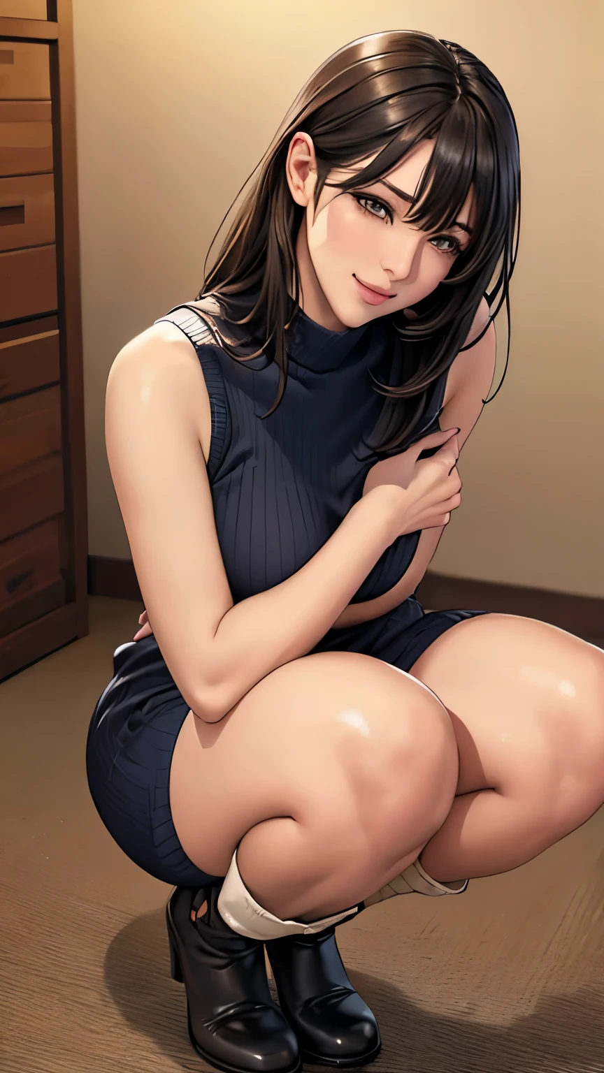 there is a woman in a short dress kneeling on the floor, realistic young gravure idol, attractive pose, ilya kuvshinov. 4 k, japanese model, [ 4 k photorealism ]!!, [ 4 k photorealism ]!!!, trending on cgstation, realistic sensual gravure idol, soft portrait shot 8 k, photorealistic perfect body