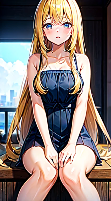 (masterpiece, highest quality:1.4) break 1 girl,  White eyes, blonde hair, unusually long hair