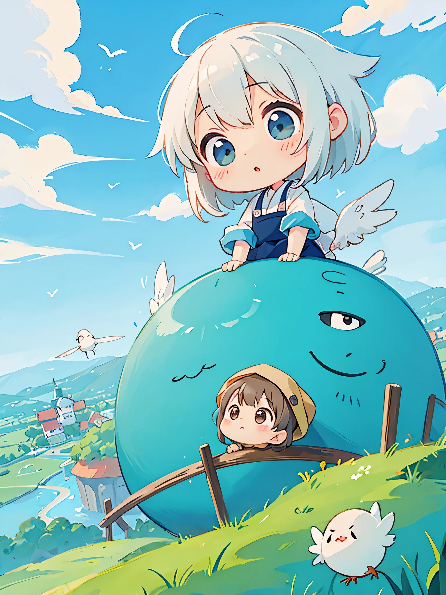 hayao Miyazaki、Kawaii Design, most beautiful girl ever、Chibi, birdie、High walls