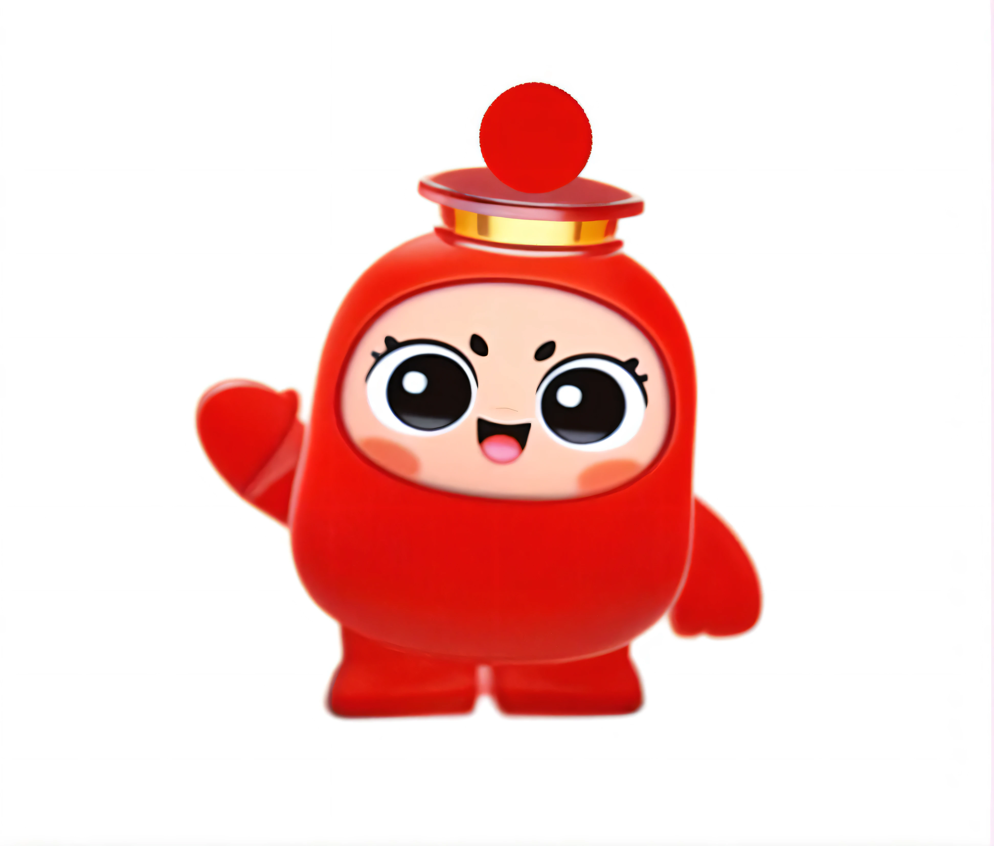 Close up of a red radar dome with a plastic top hat, Cartoon characters, That, you, daoshi, Cartoon tofu potatoes, Sha Xi, Thanks, Inspired by Wu Bin, money, chibi, vinyl toy figurine, lulu chen, Jia, dambru, lu ji, Inspired by Puhua, strict, official artwork, Red round nose