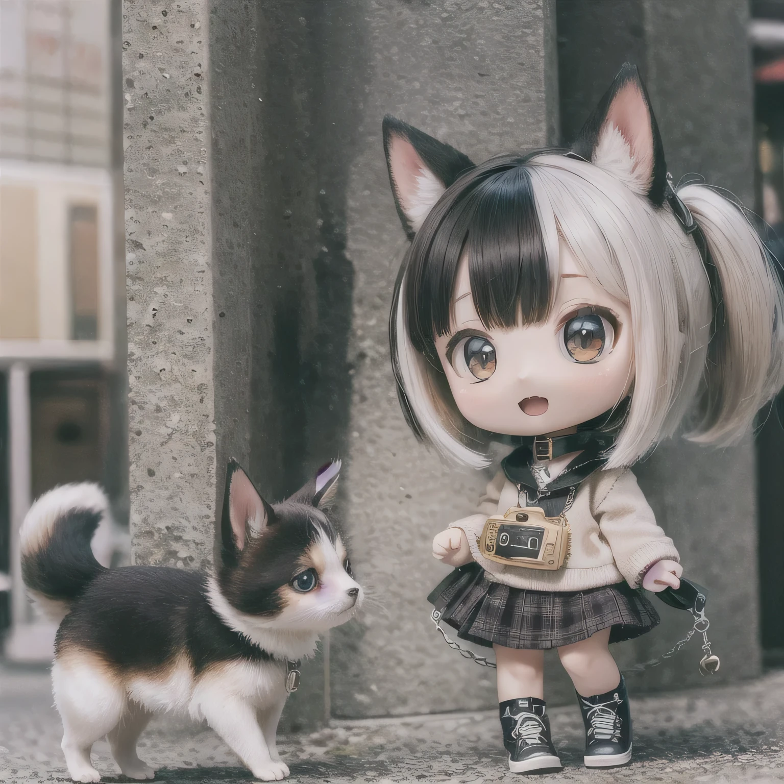 shiba inu girls chibi Walking on a leash with girls