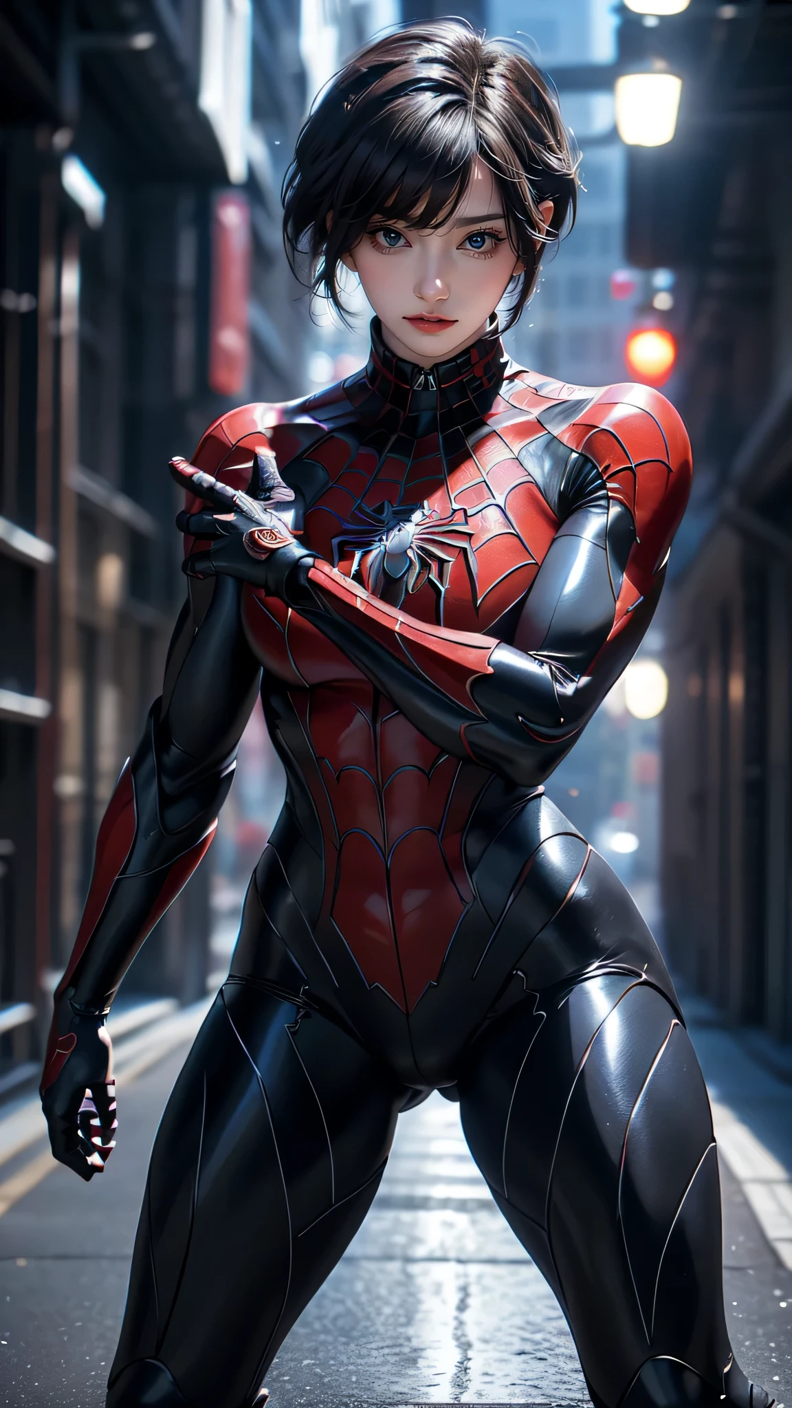 full body,spiderman armor,(random place),(random dance pose),(Highest image quality, (8K), Ultra-realistic, Best Quality, High quality, High Definition, high quality texture, high detailing, Beautiful detailed, fine detailed, extremely details CG, Detailed texture, realistic representation of face, masterpiece, presence, Dynamic, Bold)