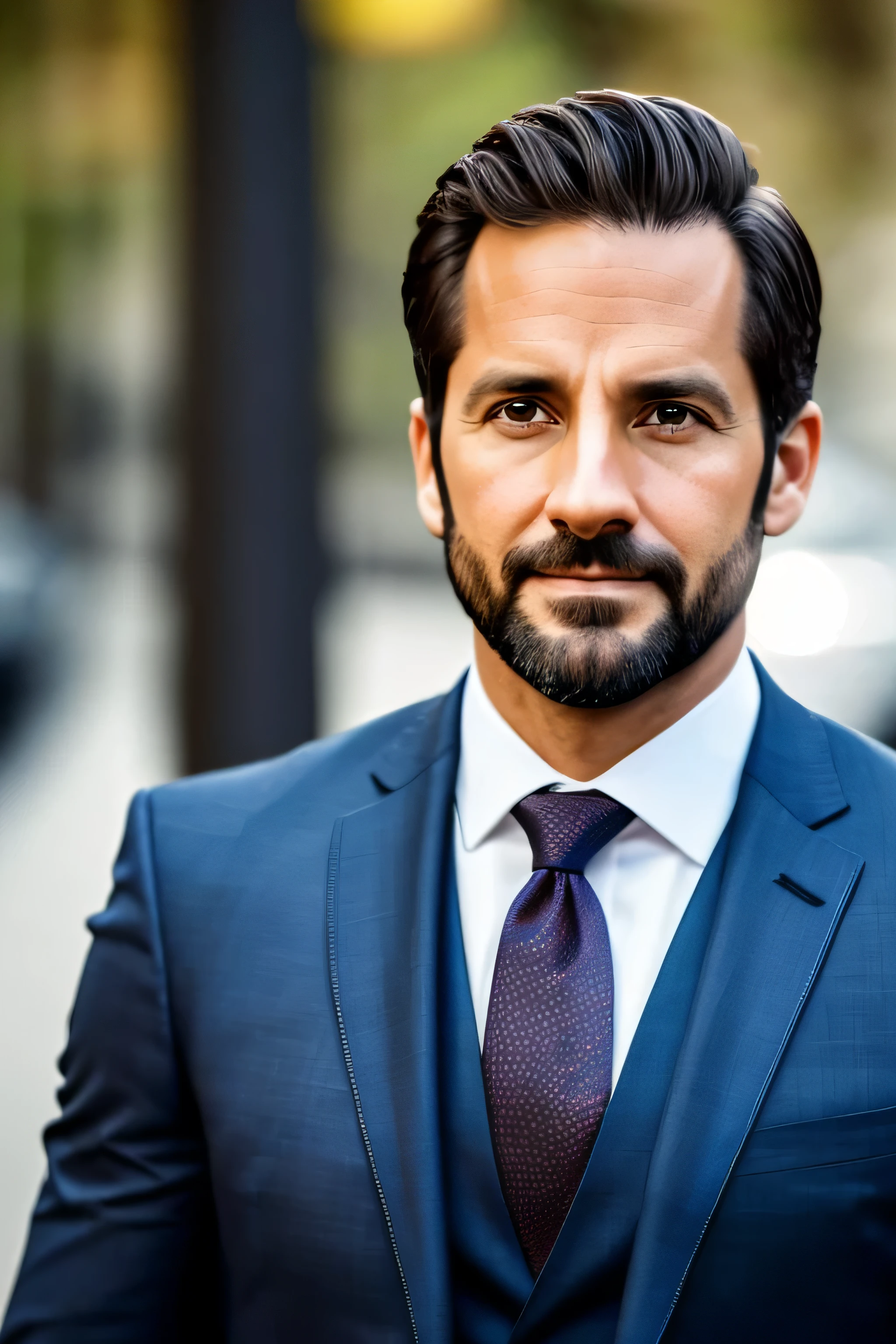 a 35 year old man standing in a suit and tie, Cuerpo y cabeza recta en la foto., de frente para o espectador da foto, ojos fijos en la lente, Aparecen hombros y cabeza en la foto., that uses data protection to its advantage, hombre centrado en la foto, 8K, mejor calidad, obra maestra, realista, foto realista, foto de cine, ultra Realista, 1 persona, detallado, perfect lighting, DSRL, foto profesional, 4k  