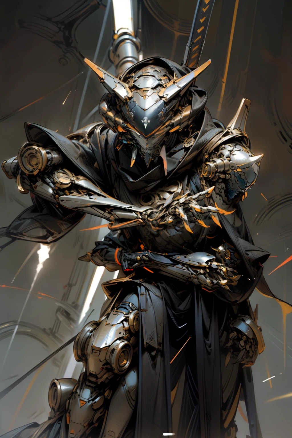 Figure Model: A terrifyingly fantastic ultra robot, embodying the Legend of the Ultimate Aura, meticulously designed by ESLU D FC FC. Its scary Sci-Fi appearance showcases realistic details, including the deadly RT-SZ8-7 BS-ST claws, evoking a sense of awe and fear in onlookers. With a skin reminiscent of dark, metallic armor, this mechanical marvel stands as a cybernetic guardian in the realm of the fantastical. Illuminated by an ominous red aura, this one-man RT-SZ8-7 BS-ST robot defends with its scary, realistic presence, armed with claw weapons that