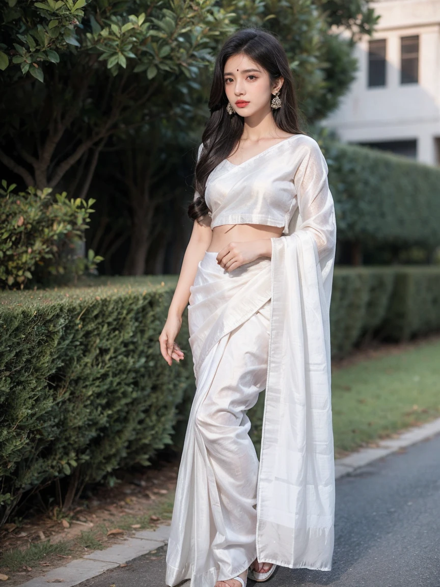 Tangail half silk solid white color thane saree, black blaouse