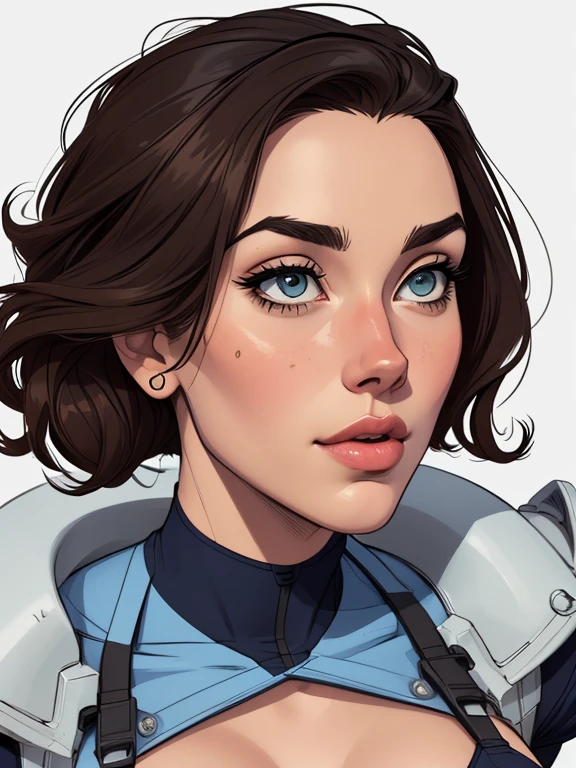 estilo de desenho animado:1.2), mulher brasileira draw ART Artline fundo branco mulher Imagem de desenho animado de uma mulher , roupas sensuais , garota super valente destemida , cartoon style illustration, estilo de arte dos desenhos animados, estilo de arte dos desenhos animados, digital illustration style, design de personagens altamente detalhado, arte digital detalhada fofa, City fan art, design de personagem retrato, beautiful digital illustration, retrato de alta qualidade, arte em quadrinhos, retrato do design do personagem, white background Busty without clothes and medium breasts female character cartoon style dressed in Fallout 4 uniform