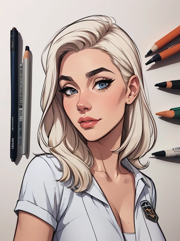 estilo de desenho animado:1.2), southern Brazilian woman Gaúcha draw ART Artline white background woman Cartoon image of a woman , roupas sensuais , garota super valente destemida , cartoon style illustration, estilo de arte dos desenhos animados, estilo de arte dos desenhos animados, digital illustration style, design de personagens altamente detalhado, arte digital detalhada fofa, City fan art, design de personagem retrato, beautiful digital illustration, retrato de alta qualidade, arte em quadrinhos, retrato do design do personagem, white background Busty  and  female character cartoon style dressed in Fallout 4 uniform