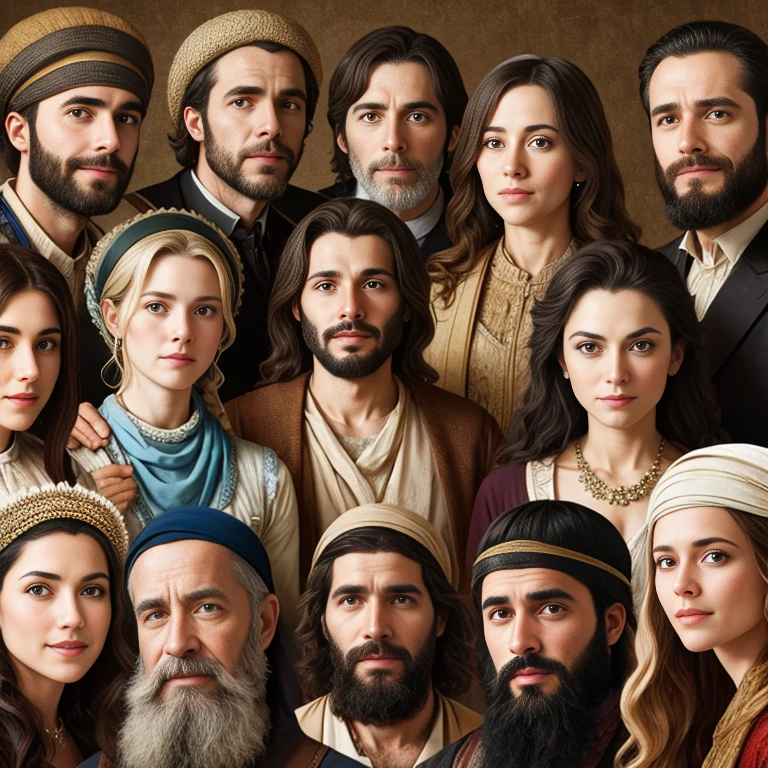 Group of young Baal Shem Tov gathered together focus on the face.