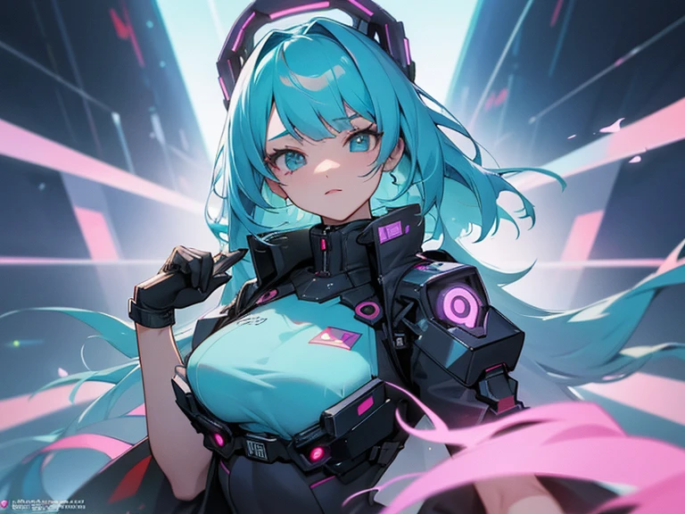 2d idol girl, big bust, cyberpunk, 1 woman, digital, animated film메이션, shot, animated film메이션 여자, animated film, singer, upper body