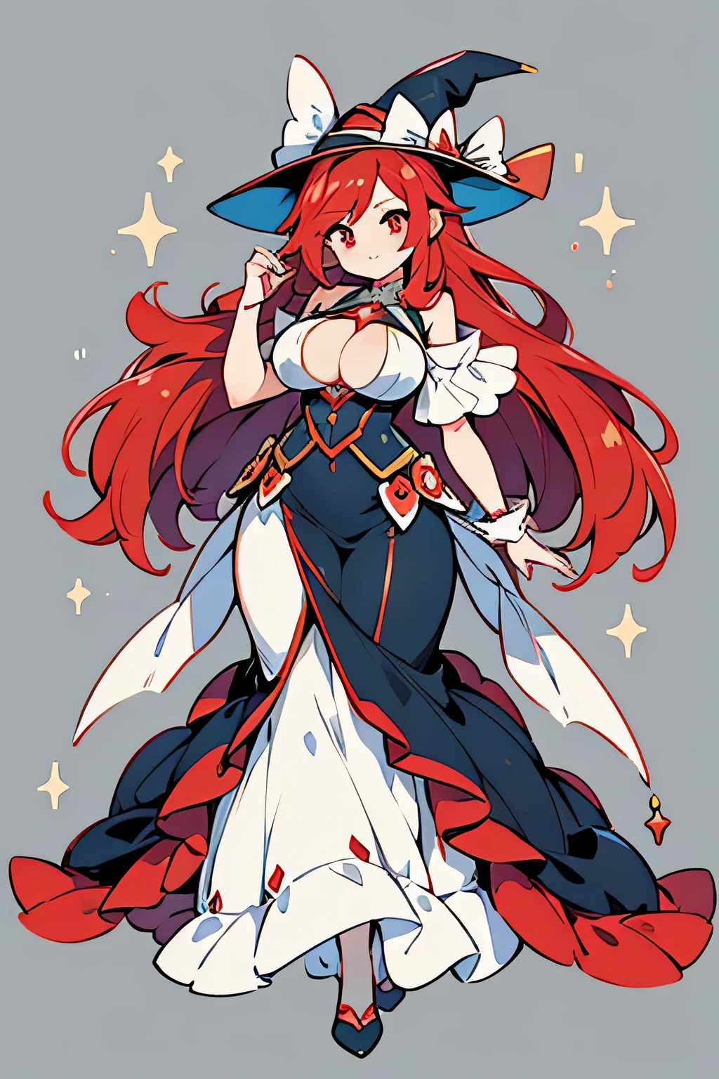 human mafoxy pokemon; big breasts;full body;Costume inspired by the Pokémon Mermaid;magician;female;red eye;Red hair;No background;background white;