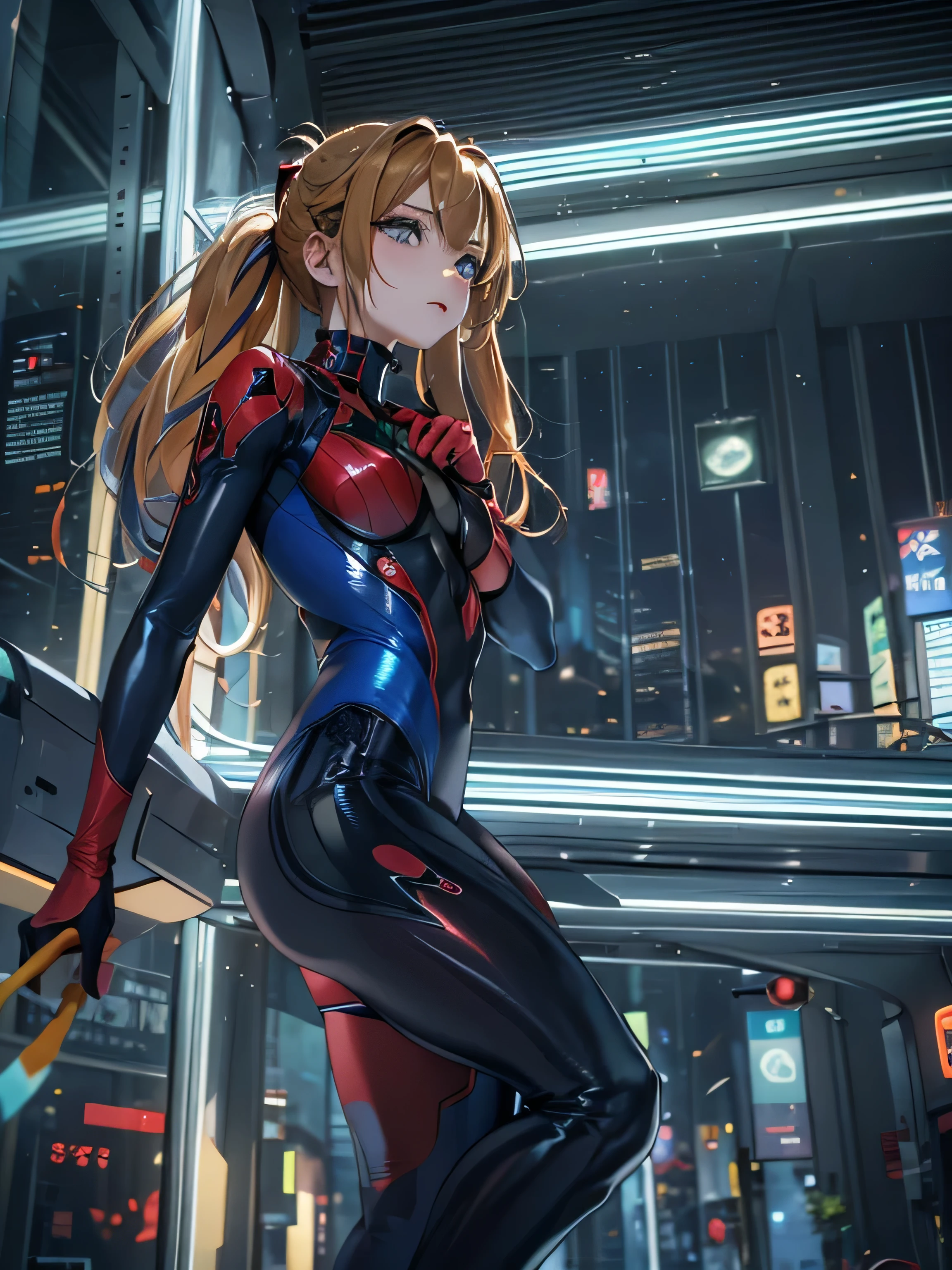 (photorealistic:1.8, highest quality:1.8,8K masterpiece:1.8,High resolution,muste piece:1.8,RAW Photos,cinematic lighting),
cyber punk、spider girl、(Soryu Asuka Langley)(High leg spider tight suit:1.7)((Moderate chest:1.3)、Arachne tattoo on chest、Arachne:1.2) (look back、squat、raise your hand:1.2)spiderweb、The white body contains Arachne threads.、（elation：1.4）、(Beautiful, shining blue, white, red, black, blonde hair:1.5)、
plump nipples、(cameltoe),No split screen,slender abs:1.2