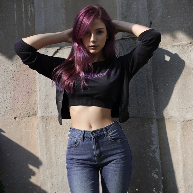 cheveux, long, de couleur, violet, et rose, magenta, crepuscule, violet foncer, rose foncer, fushia 