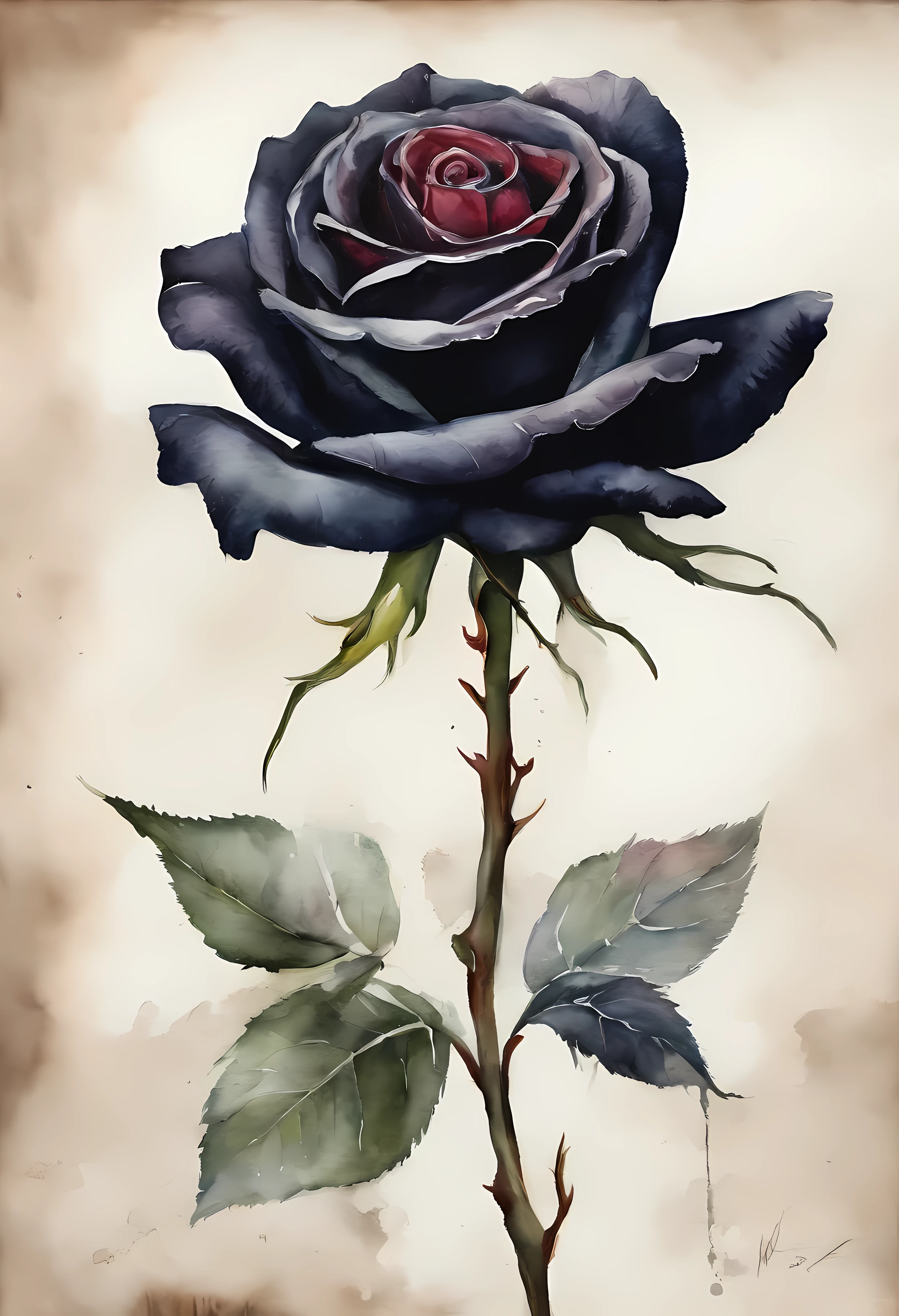 Vlack rose close up, beautiful black rose, skeleton hand