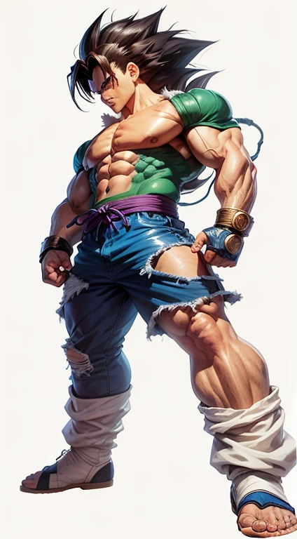 Digital Drawing, 4k, Comic Babes, A drawing of a very young Gohan with a very large chest, Joe Biden as Jojo character, muscular character, vegeta, mouth the grappler, joseph joestar, fighting game character, dragon ball character , mouth style, akira toriyama style, Prince Vegeta, king of fighters character, mouth, threatening pose, muscular character