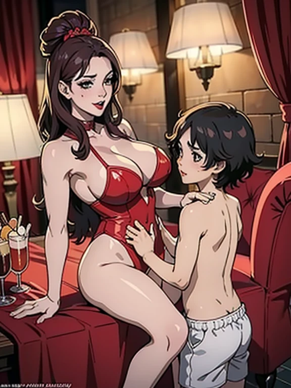 couple of sexy tall hooker mom and young son (mom seducing small boy), eight years old birthday party in luxury hotel , birthday party at hotel, birth day decoration, sexy HOOker MOM in hot hooker lingerie outfit celebrating birth day with small son eight years old, group of boys celebrating birthday with the sexy tall MOM , sexy latin MOM with small son touching , busty mom , lingerie, perfect ass, perfect legs, huge breast milking, Sexy hooker mom seducing boy in birthday party, hooker mom ridding son having sex, Mejor calidad, obra maestra, ultra high resolution, 1 chica, sexy, en la oscuridad, sombra profunda, Clave baja, cold light, MILF, dynamic light, cinematic lighting, cinematic lighting, blusa abajo, mujer madura, pecho natural topless, pecho grande, pechos grandes,parte superior del cuerpo, MILF, NSFW, cabello rojo , primer plano de la cara, detalle de la cara, detalle de labios rojos, Fondo blanco, Mrs. M., MILF, bruja Escarlata topless