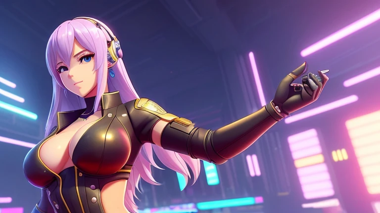 2d idol girl, big bust, (big bust), cyberpunk, 1 woman, digital, animated film메이션, shot, animated film메이션 여자, animated film, singer