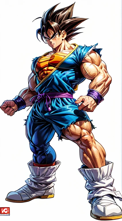 Digital Drawing, 4k, Comic Babes, A drawing of a very young Gohan with a very large chest, Joe Biden as Jojo character, muscular character, vegeta, mouth the grappler, joseph joestar, fighting game character, dragon ball character , mouth style, akira toriyama style, Prince Vegeta, king of fighters character, mouth, threatening pose, muscular character