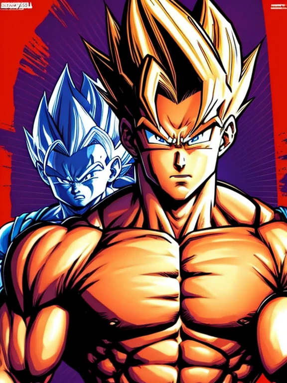 Digital Drawing, 4k, Comic Babes, A drawing of a very young Gohan with a very large chest, Joe Biden as Jojo character, muscular character, vegeta, mouth the grappler, joseph joestar, fighting game character, dragon ball character , mouth style, akira toriyama style, Prince Vegeta, king of fighters character, mouth, threatening pose, muscular character