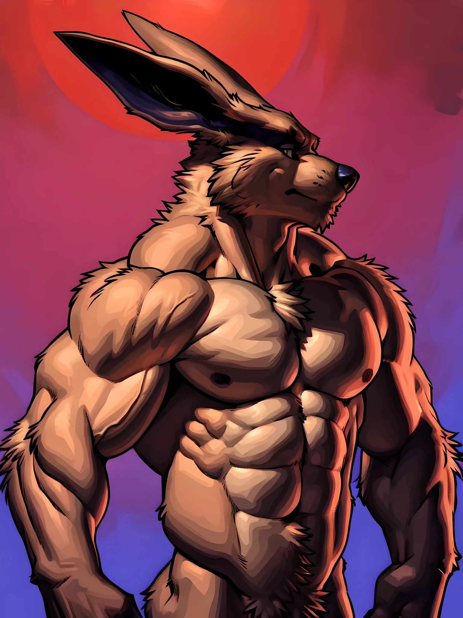 kurama, 4k, high resolution, best quality, detailed, posted on e621, solo, anthro body, older male, masculine, male, very masculine, (very muscular, heavyweight:1.2), (plain background:1.1), (correct anatomy):1, (detailed eyes:1.1), sexy, (cel shaded:1.2), cartoony shading, (strong shadows, dramatic shadows:1.2), confident, (by takemoto arashi, by meesh, by Taran Fiddler), strong, (half body, upper body:1.1),