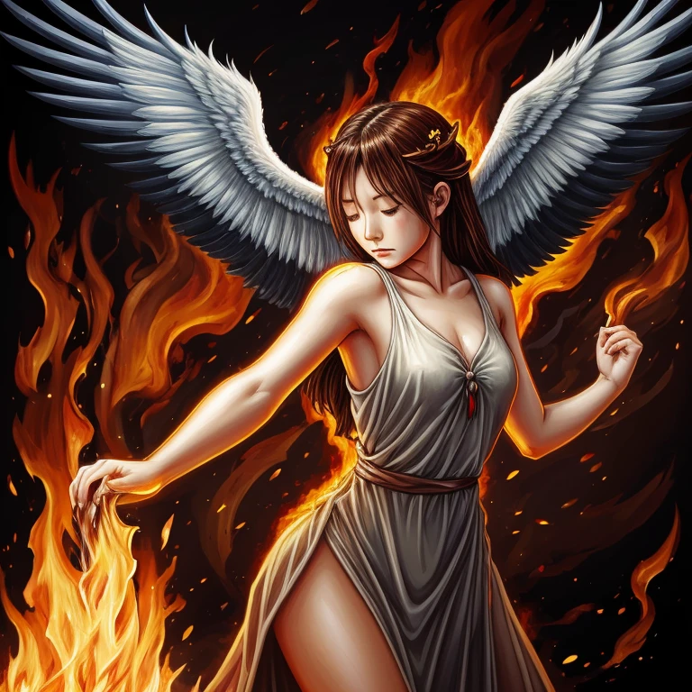 I realized my weaknesses that I didn't know before.、A fallen angel burning with sadness and revenge An illustration