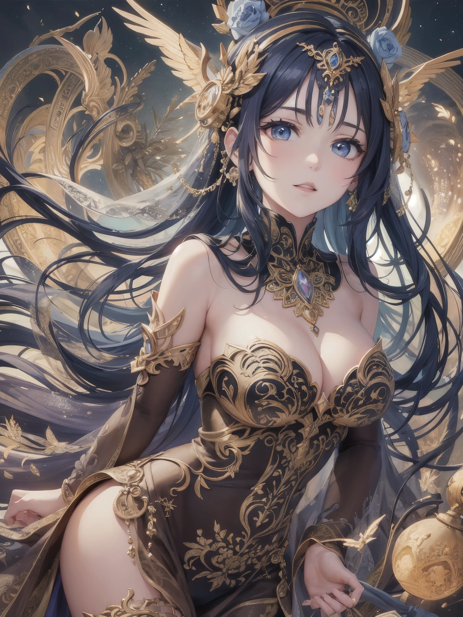 ((highest quality)),(ultra high resolution),(Super detailed),(detailed description),((best CG)),(best work of art),super precision art,amazing drawing art,(Fantasy art with intricate detail:1.5),