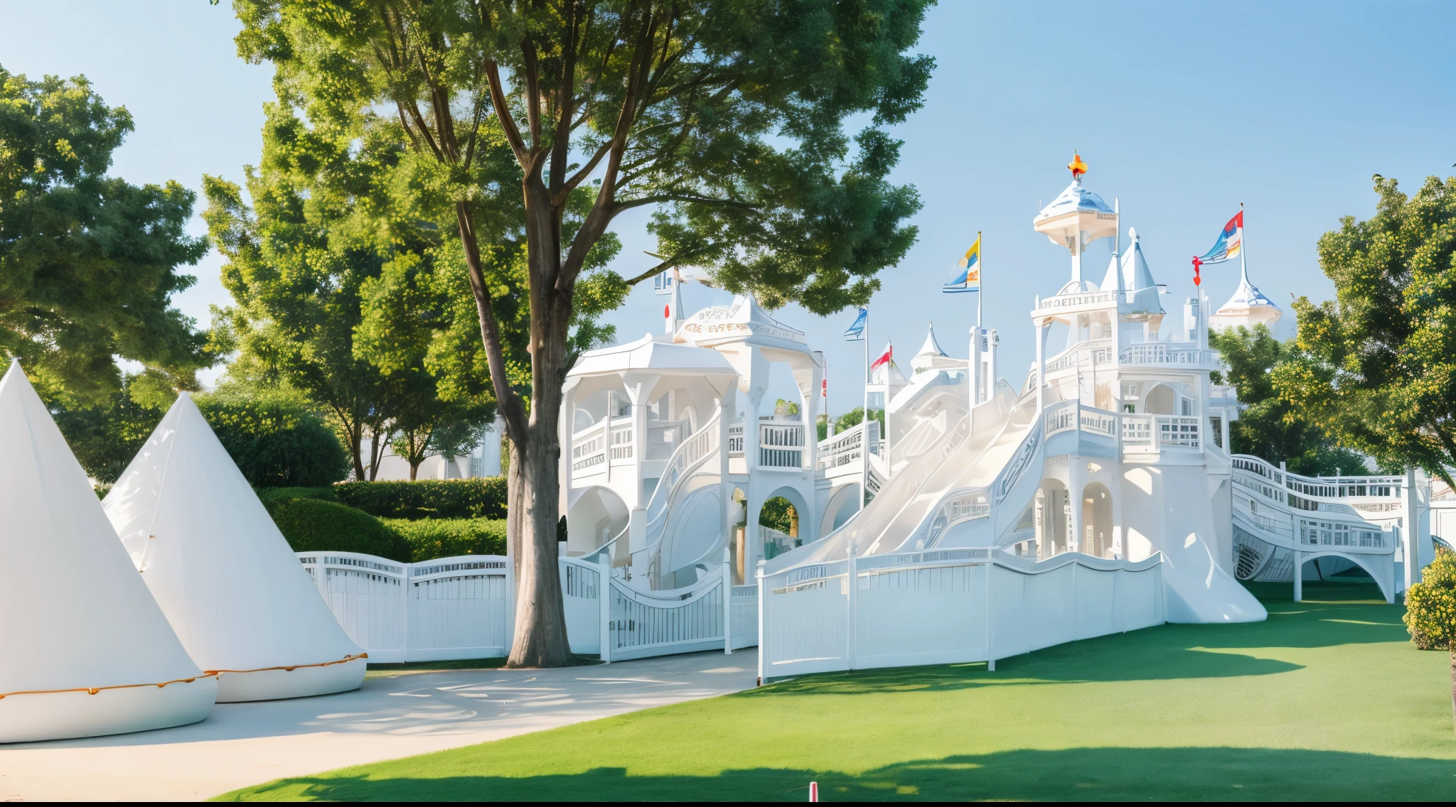 An all-white theme park