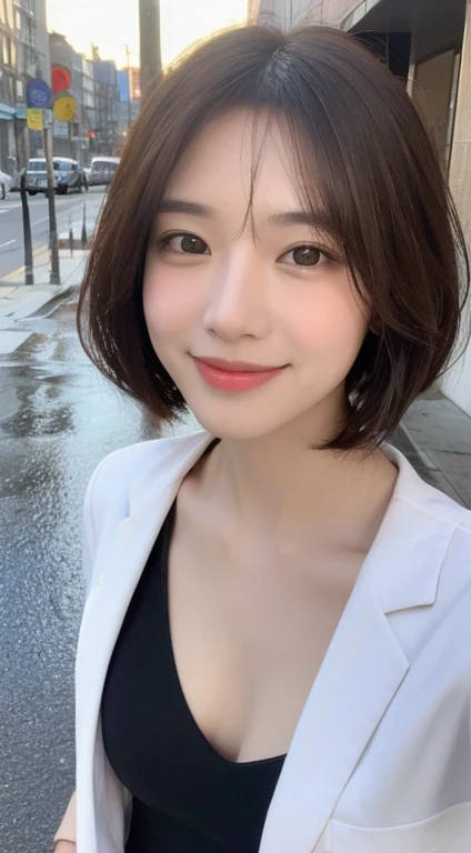 ((highest quality, 8K, masterpiece:1.3)), concentrated: 1.2, perfect body beauty: 1.4, buttocks: 1.2, ((layered haircut, chest: 1.2)), (wet clothes: 1.1), (rain, street:1.3), bandeau dress: 1.1, Highly detailed face and skin texture, fine eyes, double eyelid, Whitening skin, long hair, (shut up: 1.3), smile、facing forward、facing the viewer、breast enhancement、straight