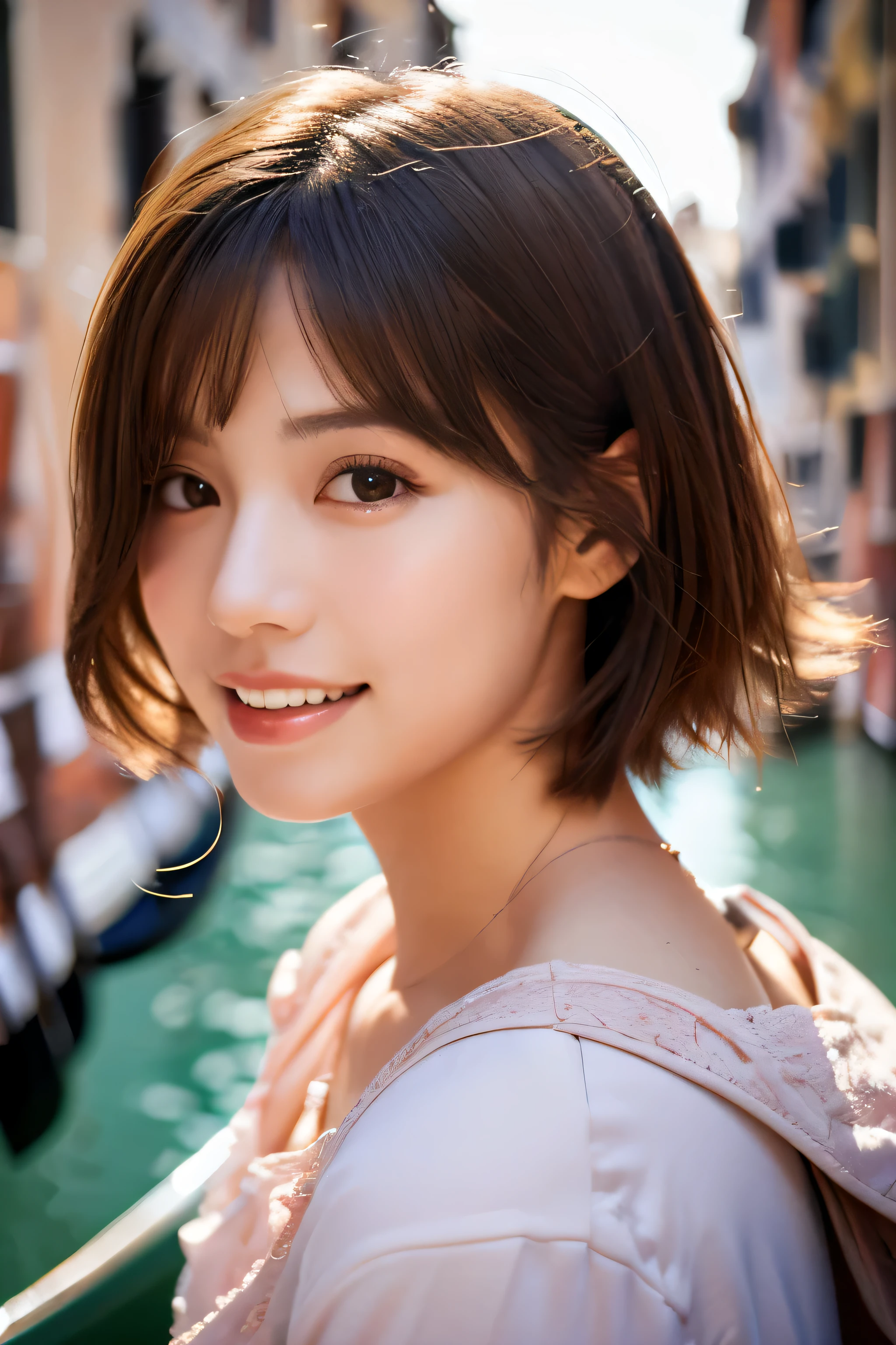 1 girl, (A spring-like look in pale pastel colors.:1.2), beautiful japanese actress, (semi short hair:1.3), young face,
(Raw photo, highest quality), (realistic, Photoreal:1.4), masterpiece,
very delicate and beautiful, very detailed, 2k wallpaper, wonderful,
finely, very detailed CG Unity 8k wallpaper, Super detailed, High resolution,
soft light, beautiful detailed girl, very detailed目と顔, beautifully detailed nose, beautiful and detailed eyes, cinematic lighting,
break
(Venice Gondola Ride:1.3),
perfect anatomy, slender body, (Happy, teeth), Face the front completely, looking at camera