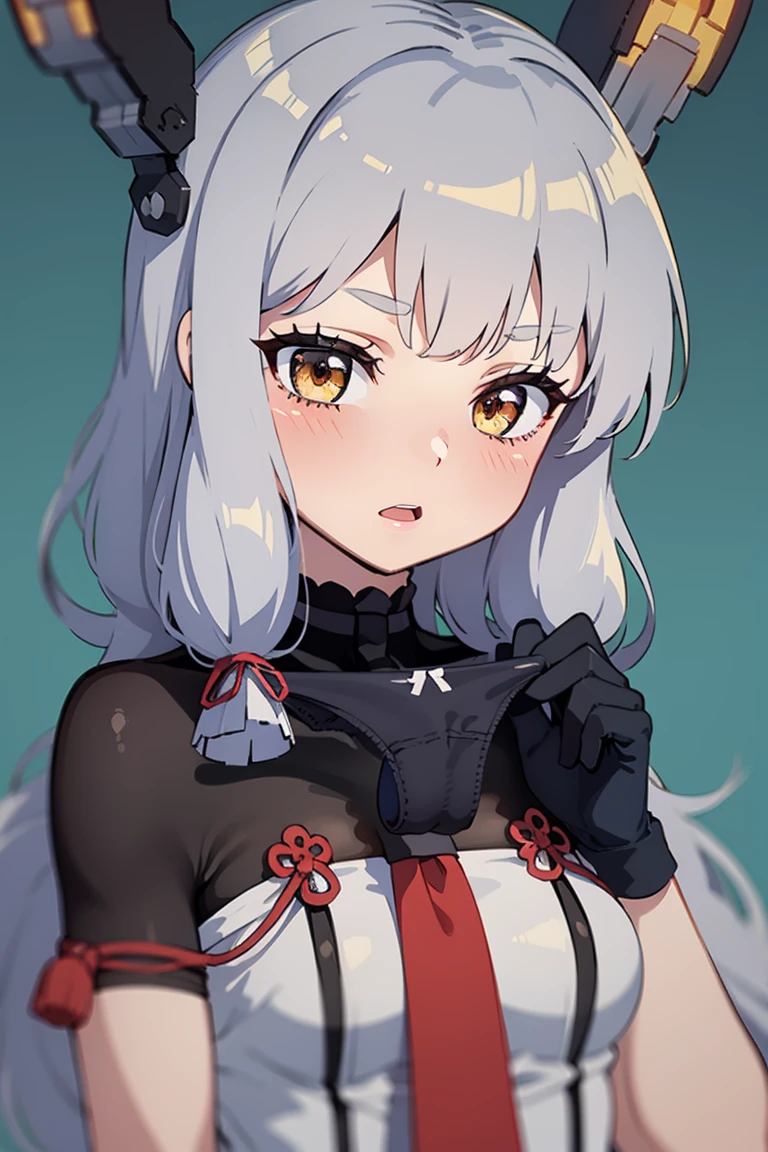bbmurakumo,headgear,orange eyes,long hair,sidelocks,blunt bangs,hair ribbon,red necktie,(white sailor dress:1.2),(strapless dress:1.2),white gloves,(black pantyhose:1.2),high heels
BREAK
(nsfw), 1girl, holding, holding panties, violet panties, upper body, stains
BREAK
(>:(:1.2), shy, (blush), (close your mouth:1.1),
BREAK
official art, best masterpiece, best quality, highres, 8K, ultra-detailed, super resolution, highly detailed hands, highly detailed fingers, highly detailed nose, very detailed detailed mouth, perfect anatomy, in oil painting style
BREAK
bed room, dust, dust, extremely detailed and very fine 16KCG wallpapers