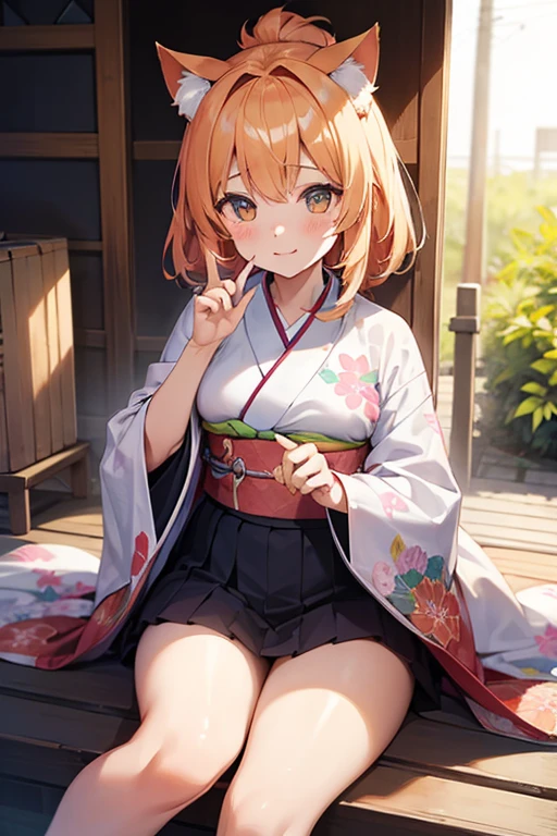 girl Summer festival kimono Cat ear