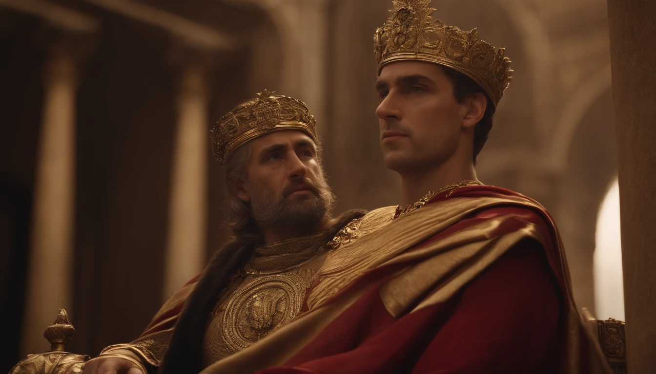 (best quality,4k,highres,masterpiece:1.2),ultra-detailed,realistic,portraits,beautiful detailed eyes,beautiful detailed lips,extremely detailed eyes and face,longeyelashes,roman emperor,Constantine the Great,imperial clothing,grand appearance,regal posture,historical presence,majestic aura,imposing figure,dramatic lighting,marble sculpture-like,ageless beauty,stoic expression,halo-like glow,rich color palette,sumptuous robes,elaborate gold accents,ornate throne,serene background,imperial authority,commanding presence,royal palace,magnificent architecture,awe-inspiring atmosphere,imperial insignia,lion motifs,radiating power,monumental grandeur,eternal legacy,divine ruler,golden age,legendary conqueror,symbol of Roman Empire,inspiration for artists throughout history.