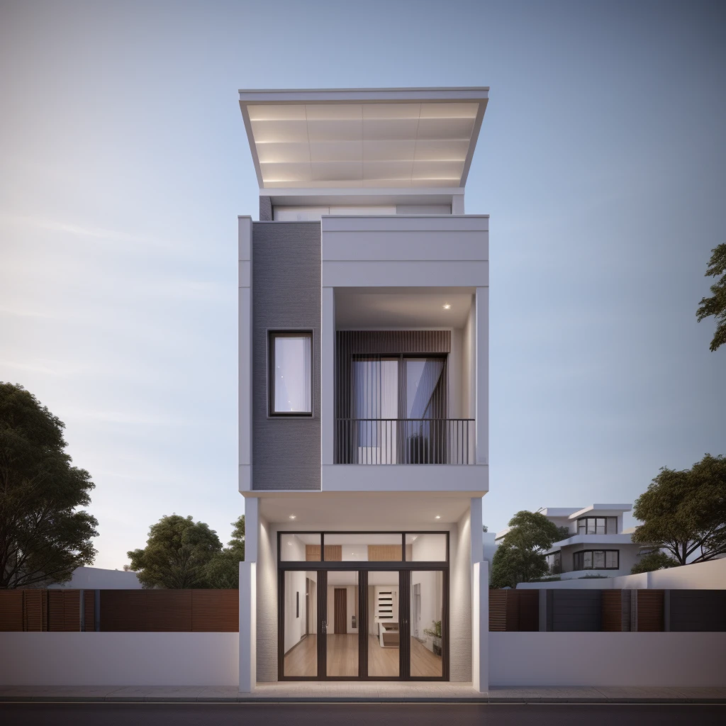 rendering of a modern residential townhouse, professional render, wide angle eterior 2023, highly detailed render, high quality rendering, realistic render architectural render, high-quality render, detailed rendering, hyper-realistic render. hyper -realistic render, very realistic 3 d render, high render, realistic rendering, very realistic render