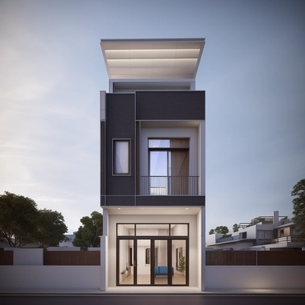 rendering of a modern residential townhouse, professional render, wide angle eterior 2023, highly detailed render, high quality rendering, realistic render architectural render, high-quality render, detailed rendering, hyper-realistic render. hyper -realistic render, very realistic 3 d render, high render, realistic rendering, very realistic render